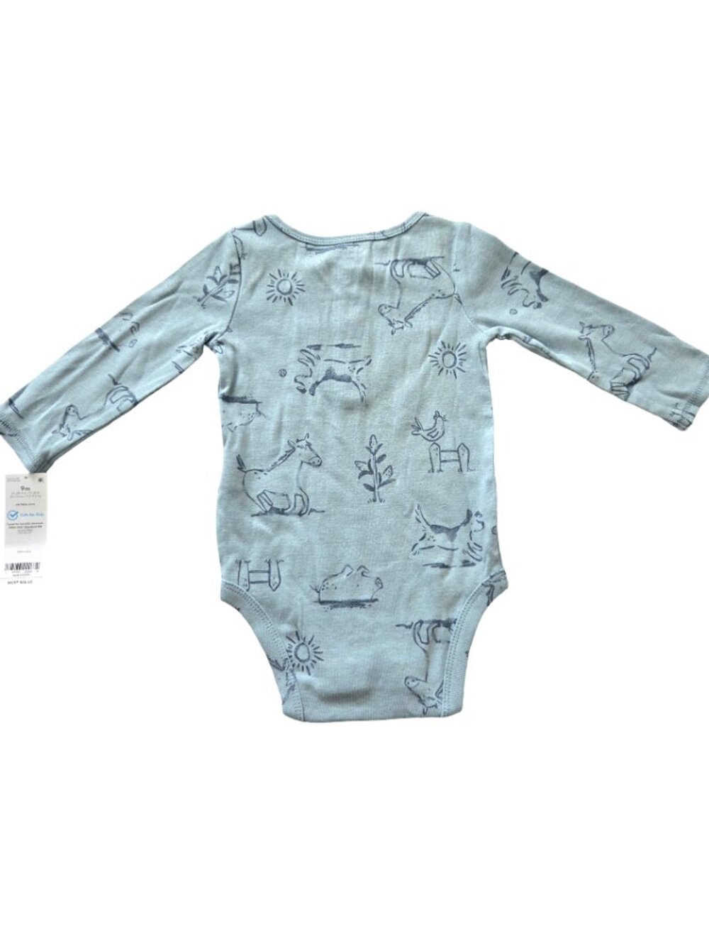 Carter’s Baby Bodysuit 9M Blue Woodland Animal Long Sleeve Cozy NWT - Picture 3 of 7